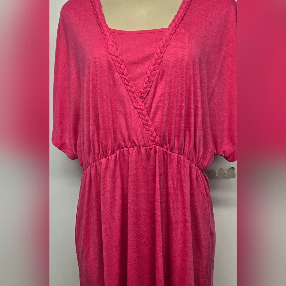 White Stag Xl 16-18 Dress Pullover Stretch Short Sleeve Braided V Neck Empire — image 2 of 5